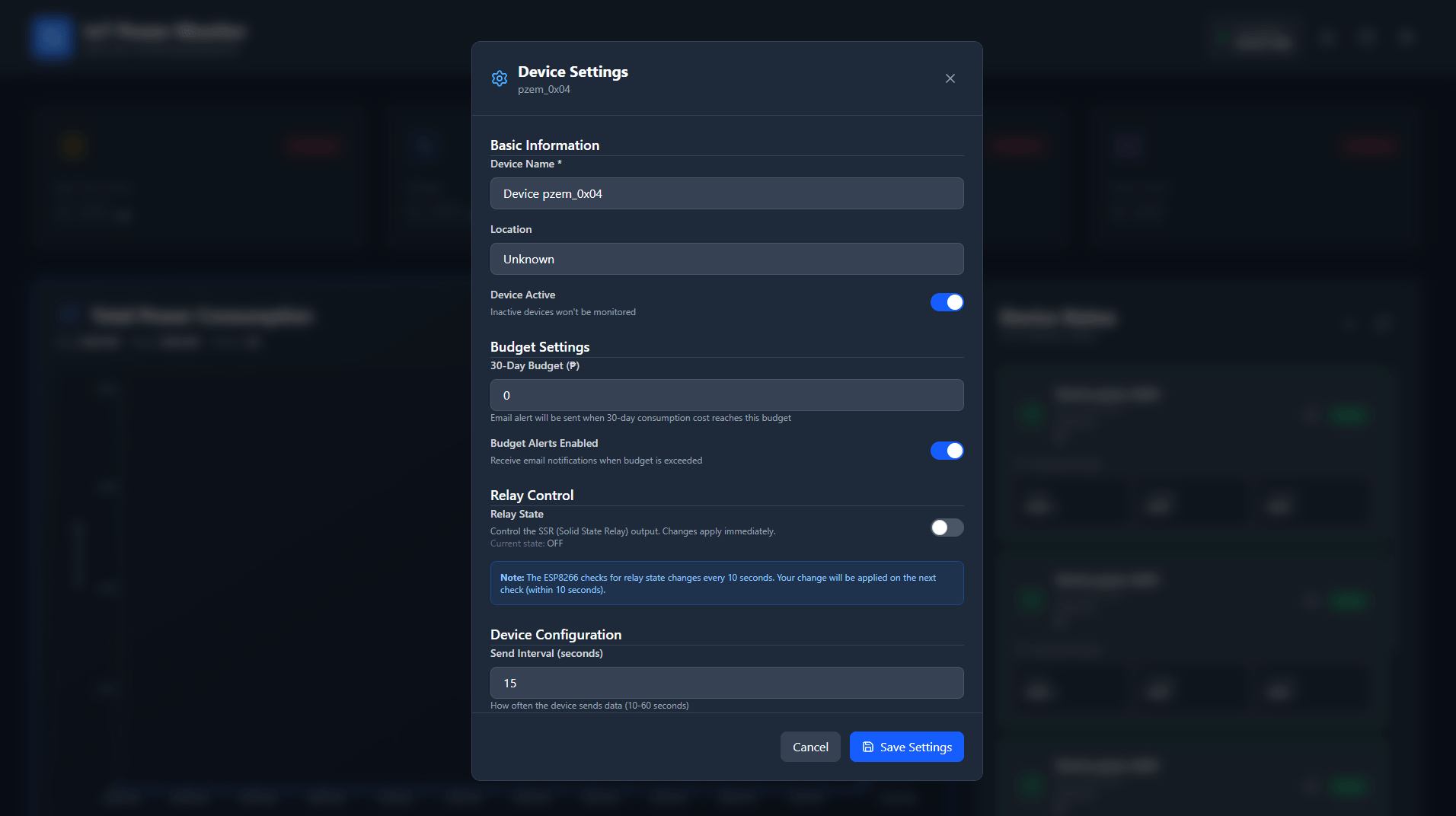 Individual Device Monitoring View